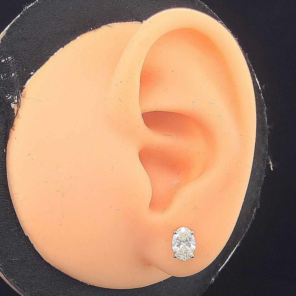 Oval Solitaire Stud Earrings - Gold-Plated (Vermeil) Lab-Grown Diamonds | VE250242