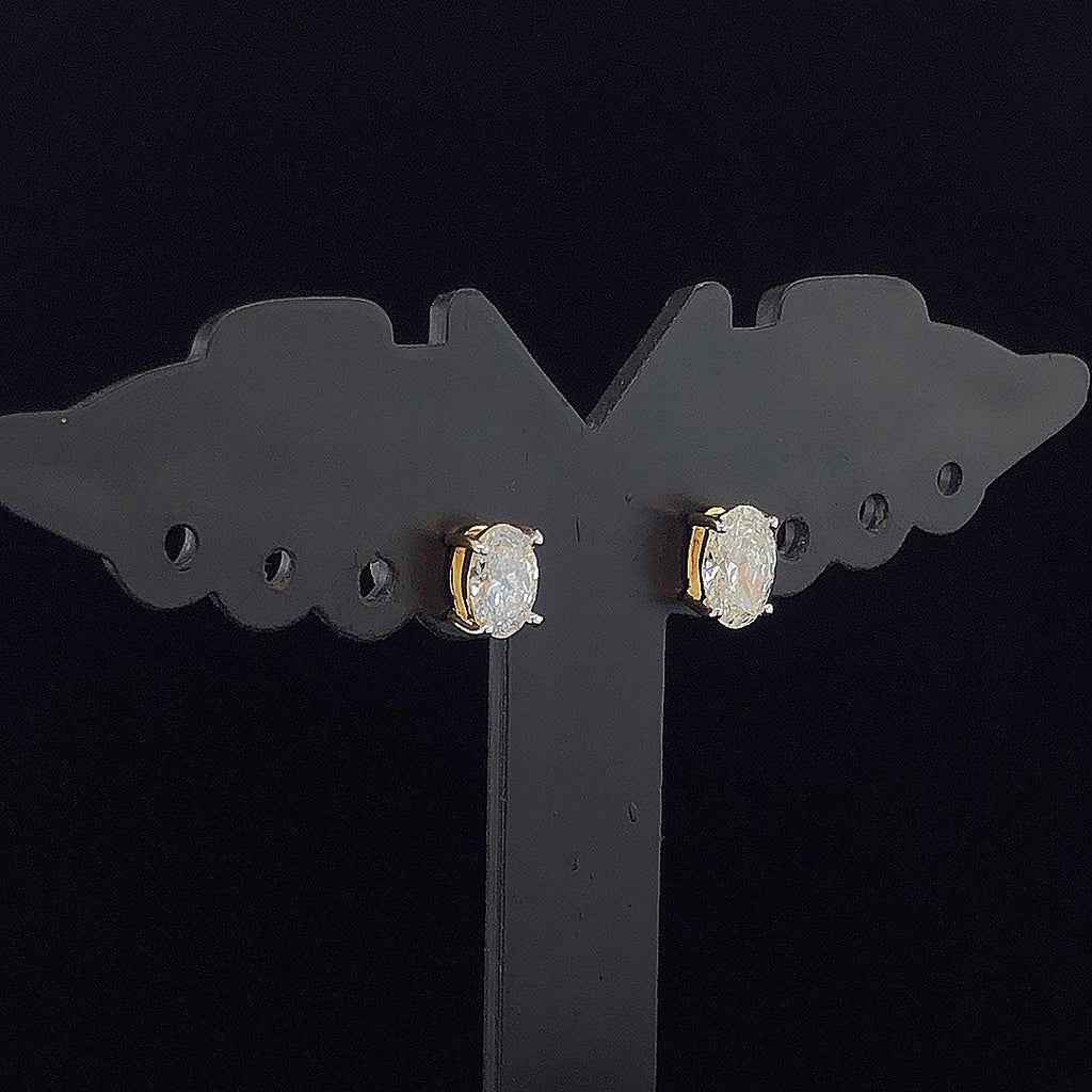 Oval Solitaire Stud Earrings - Gold-Plated (Vermeil) Lab-Grown Diamonds | VE250242