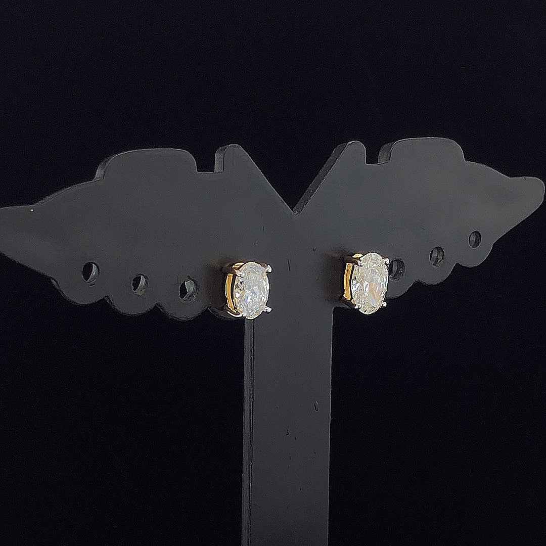 Oval Solitaire Stud Earrings - Gold-Plated (Vermeil) Lab-Grown Diamonds | VE250242