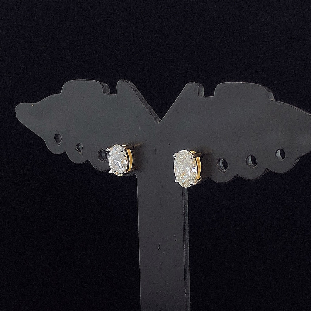 Oval Solitaire Stud Earrings - Gold-Plated (Vermeil) Lab-Grown Diamonds | VE250242