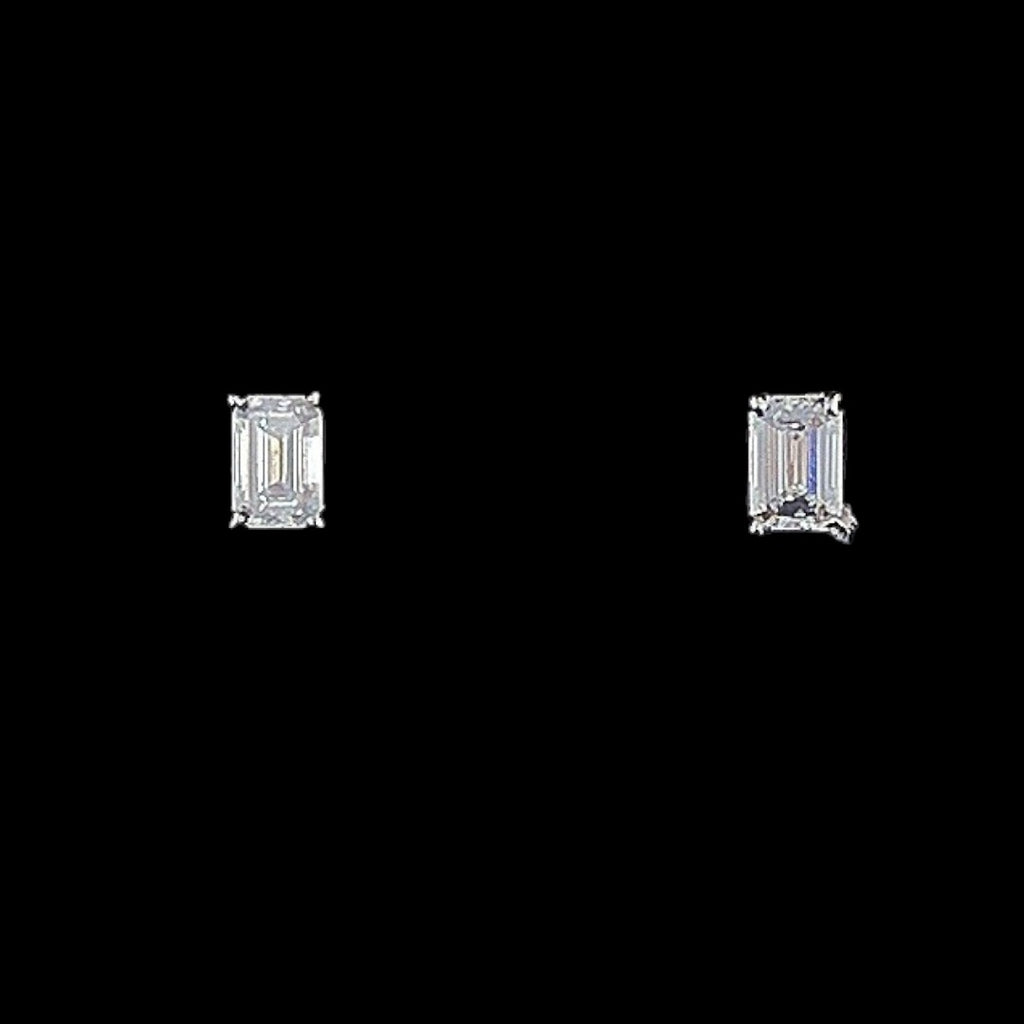 Emerald-Cut Solitaire Stud Earrings - Gold-Plated (Vermeil) Lab-Grown Diamonds | VE250260