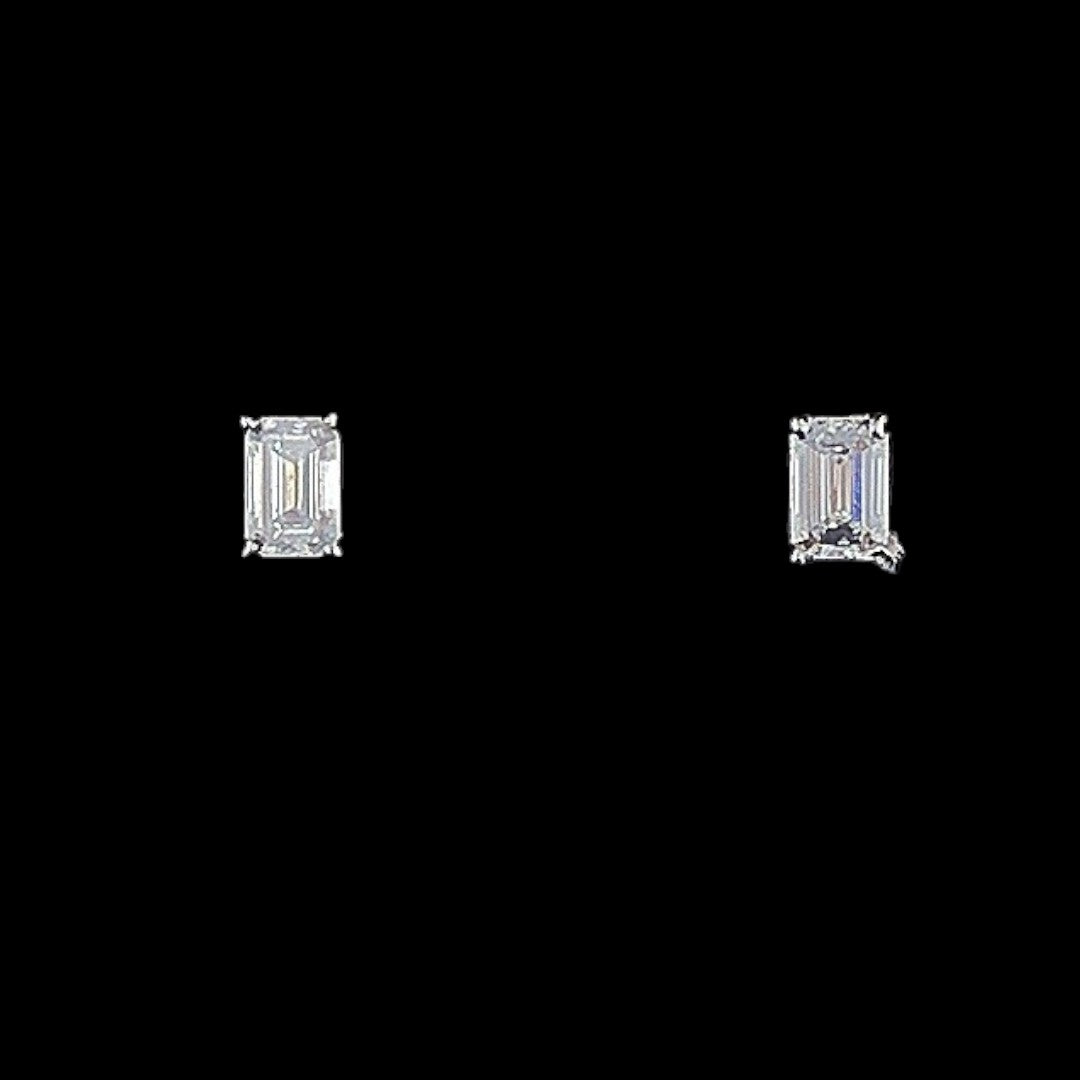 Emerald-Cut Solitaire Stud Earrings - Gold-Plated (Vermeil) Lab-Grown Diamonds | VE250260