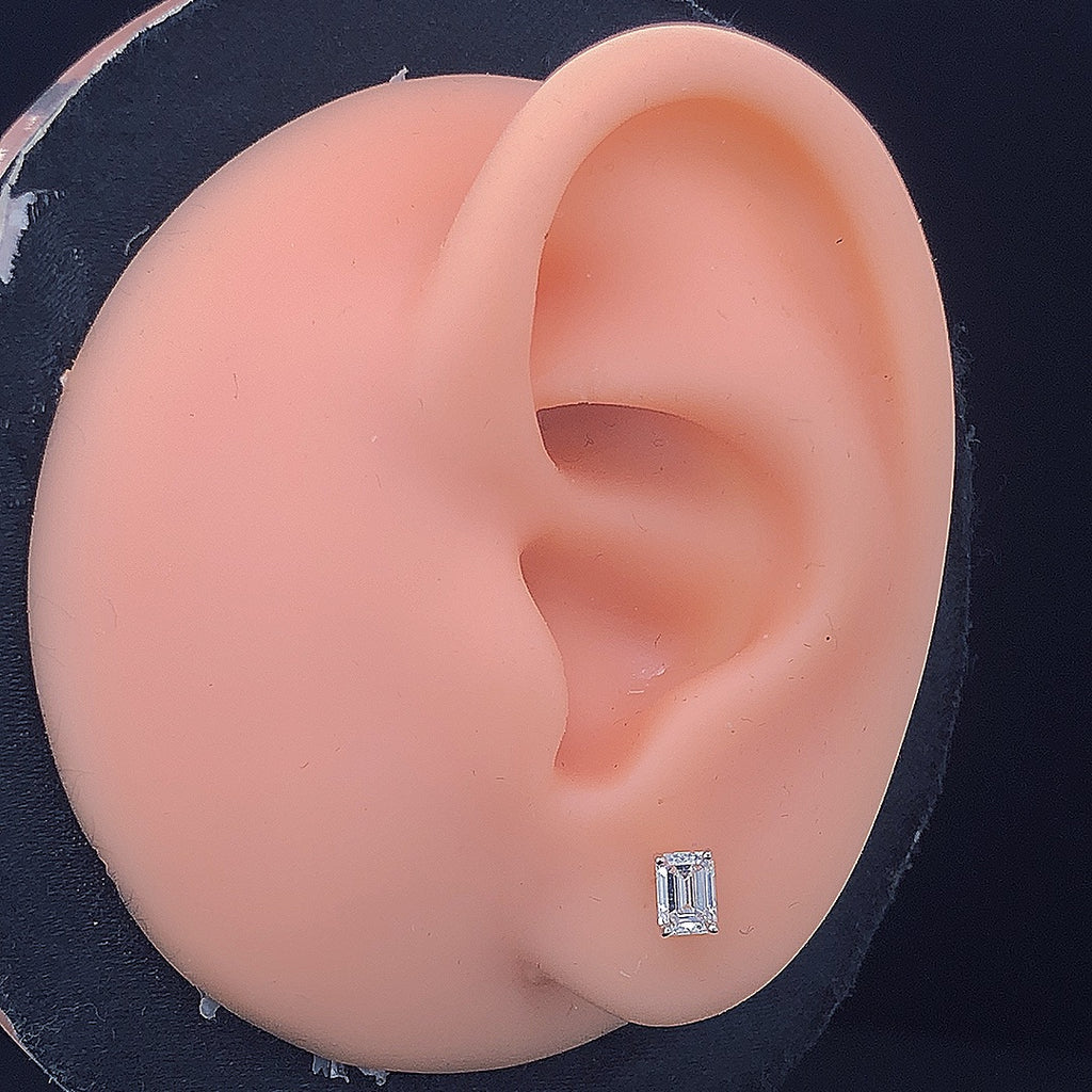 Emerald-Cut Solitaire Stud Earrings - Gold-Plated (Vermeil) Lab-Grown Diamonds | VE250260