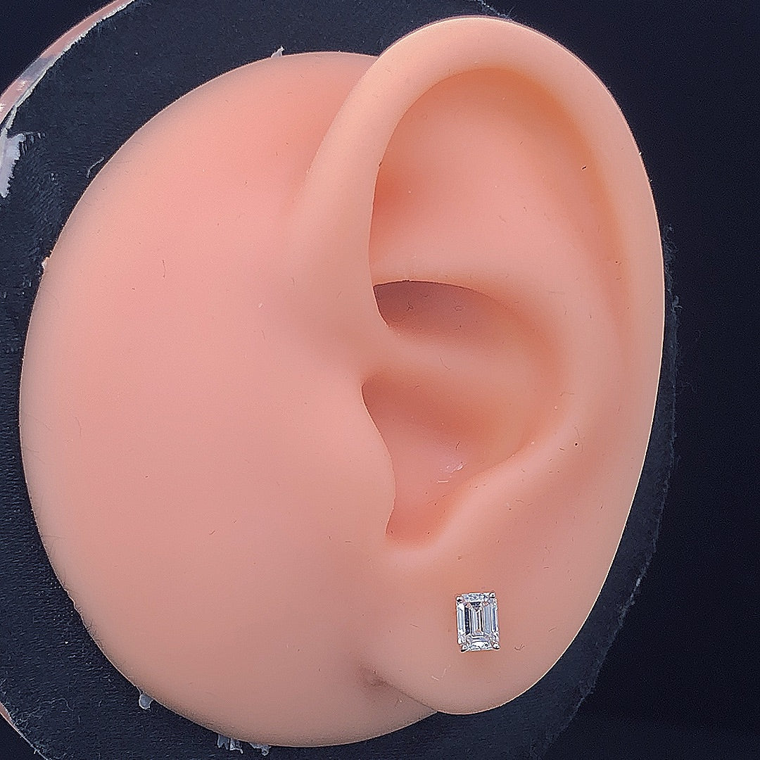 Emerald-Cut Solitaire Stud Earrings - Gold-Plated (Vermeil) Lab-Grown Diamonds | VE250260