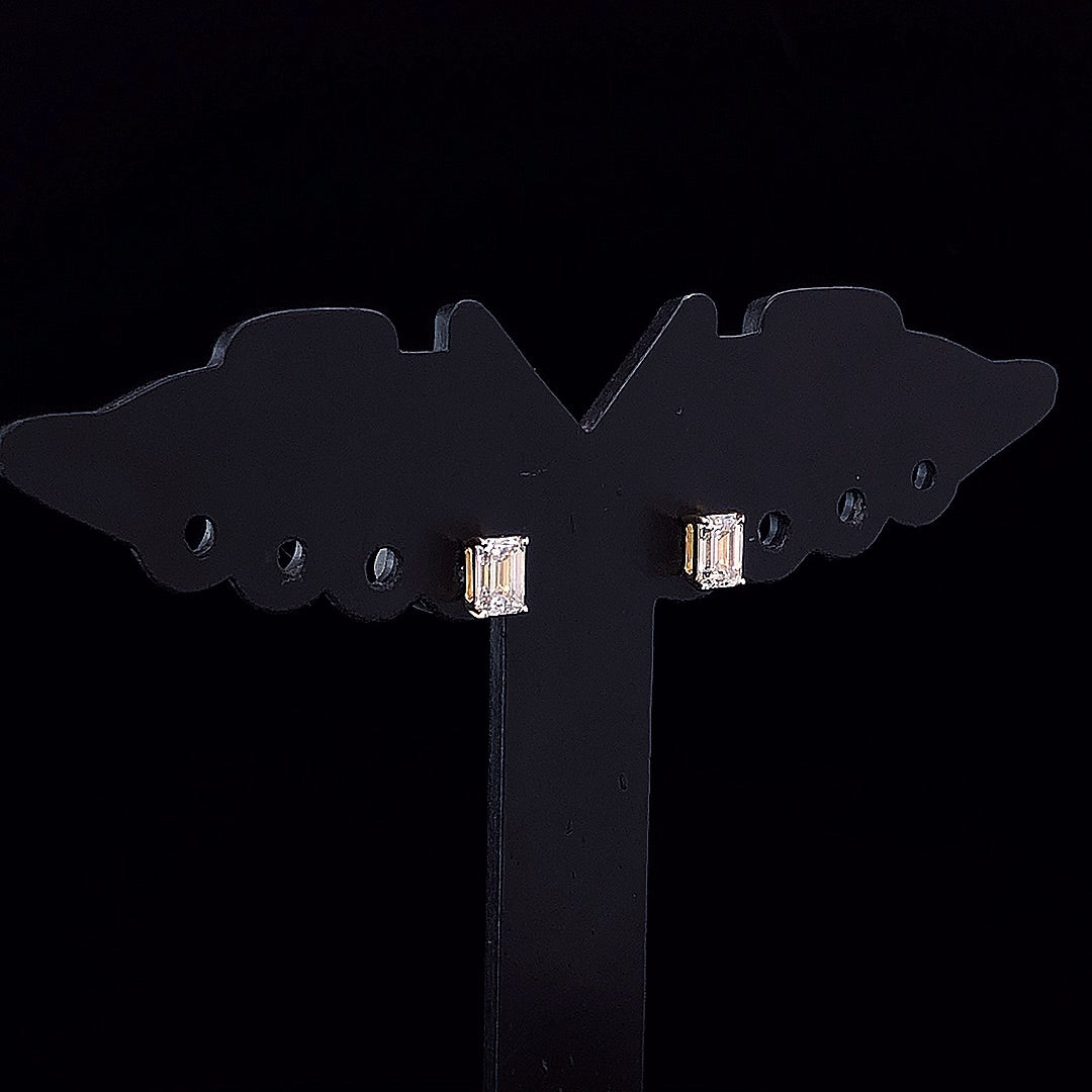 Emerald-Cut Solitaire Stud Earrings - Gold-Plated (Vermeil) Lab-Grown Diamonds | VE250260