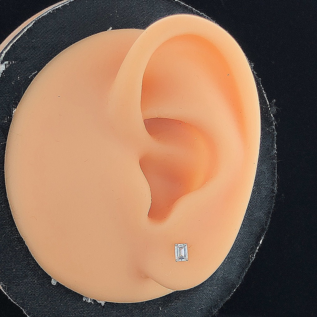 Emerald-Cut Solitaire Stud Earrings with Screw Backs - Gold-Plated (Vermeil) Lab-Grown Diamonds | VE250266