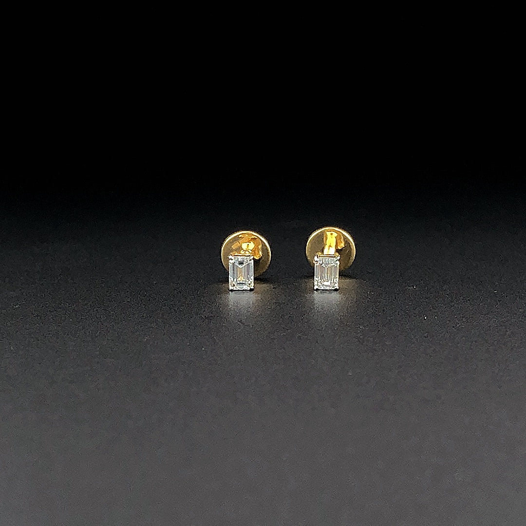 Emerald-Cut Solitaire Stud Earrings with Screw Backs - Gold-Plated (Vermeil) Lab-Grown Diamonds | VE250266
