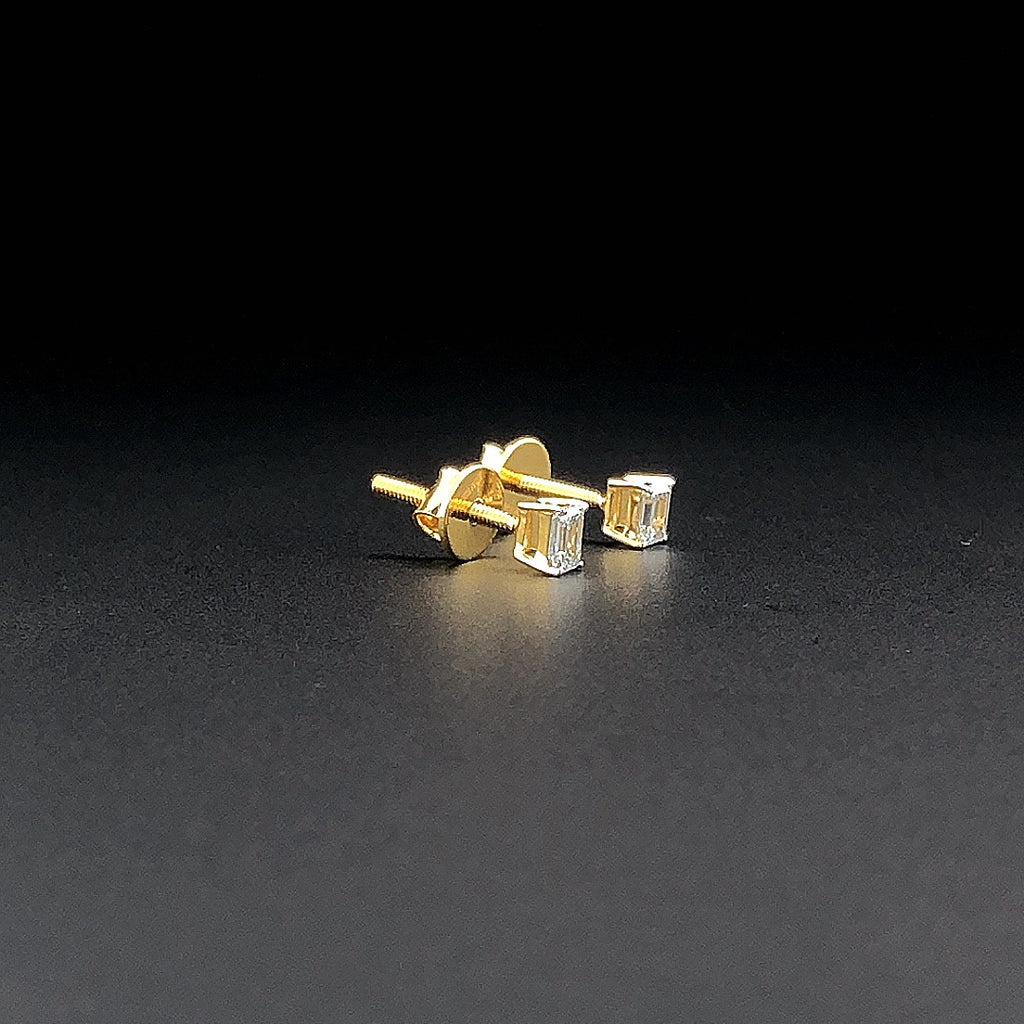 Emerald-Cut Solitaire Stud Earrings with Screw Backs - Gold-Plated (Vermeil) Lab-Grown Diamonds | VE250266