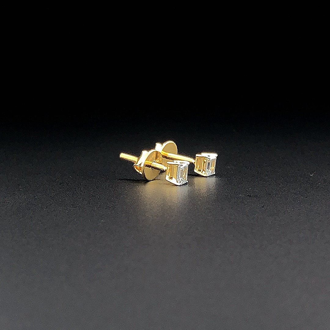 Emerald-Cut Solitaire Stud Earrings with Screw Backs - Gold-Plated (Vermeil) Lab-Grown Diamonds | VE250266