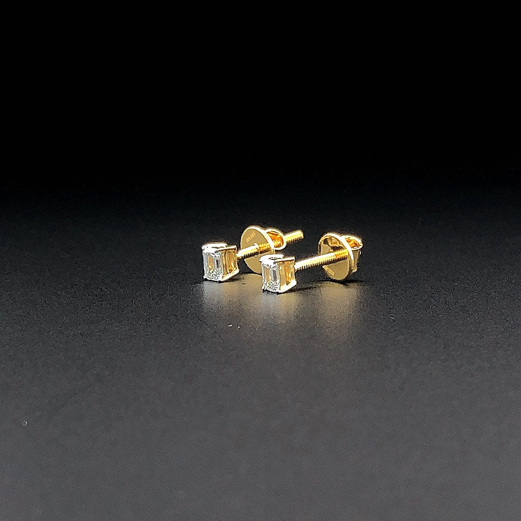 Emerald-Cut Solitaire Stud Earrings with Screw Backs - Gold-Plated (Vermeil) Lab-Grown Diamonds | VE250266