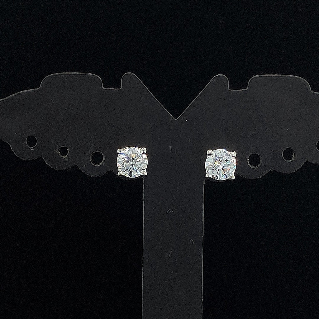 Round Solitaire Stud Earrings - Gold-Plated (Vermeil) Lab-Grown Diamonds | VE250352