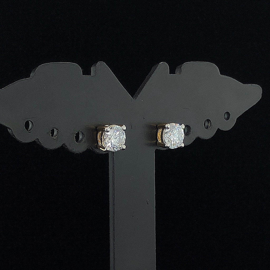 Round Solitaire Stud Earrings - Gold-Plated (Vermeil) Lab-Grown Diamonds | VE250352