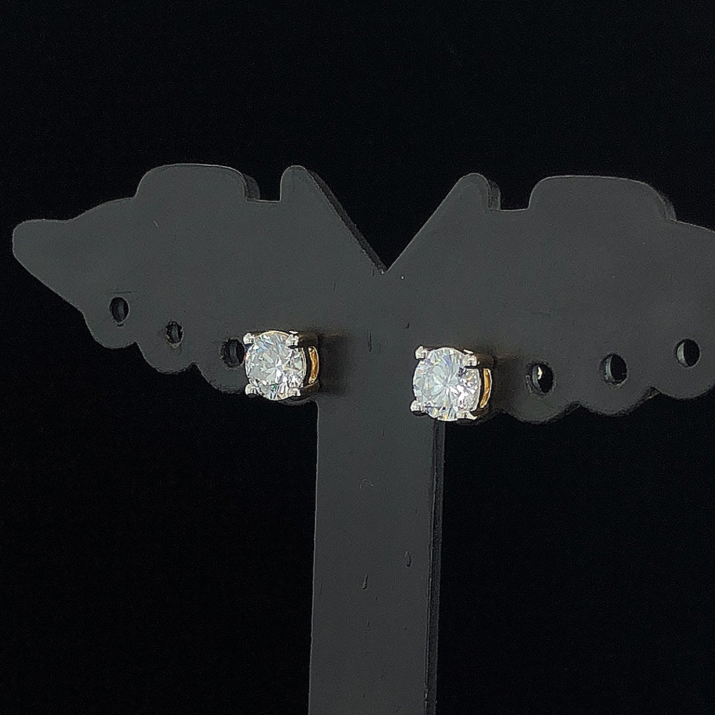 Round Solitaire Stud Earrings - Gold-Plated (Vermeil) Lab-Grown Diamonds | VE250352