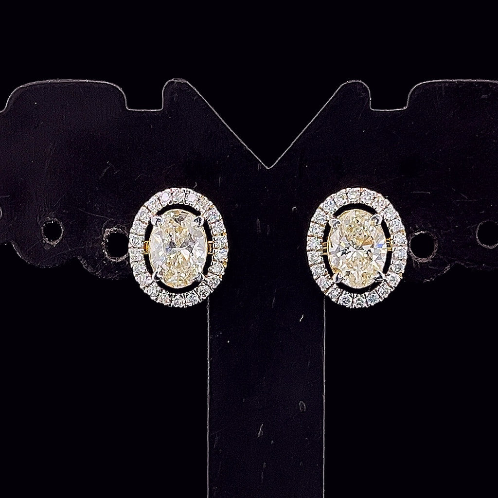 Oval Halo Stud Earrings - Gold-Plated (Vermeil) Lab-Grown Diamonds | VE250759