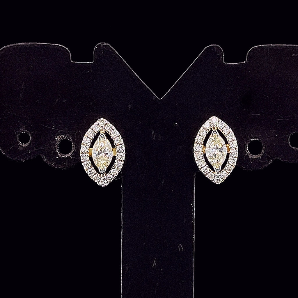 Marquise Halo Stud Earrings - Gold-Plated Vermeil Lab-Grown Diamonds | VE250764