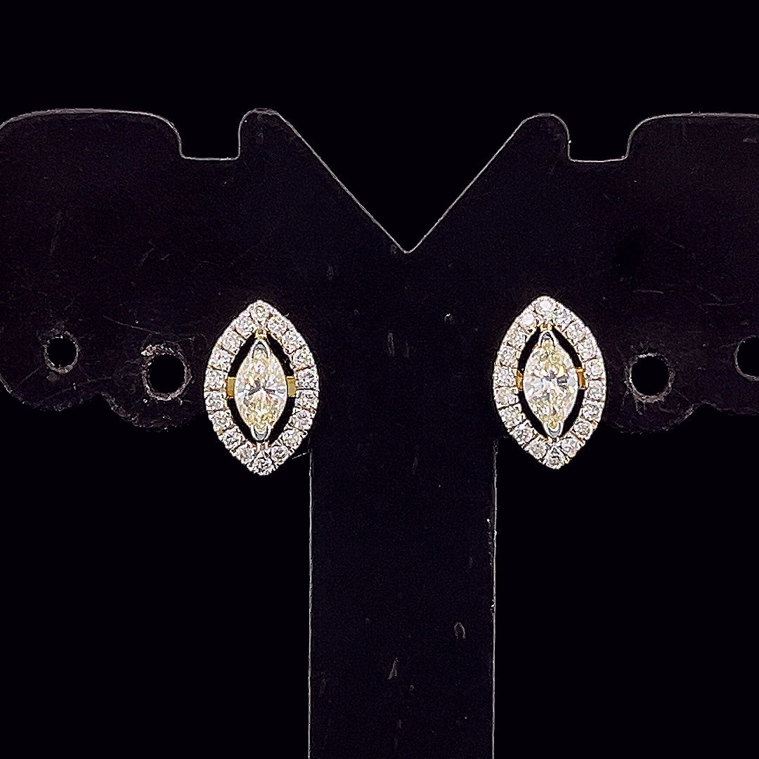 Marquise Halo Stud Earrings - Gold-Plated Vermeil Lab-Grown Diamonds | VE250764