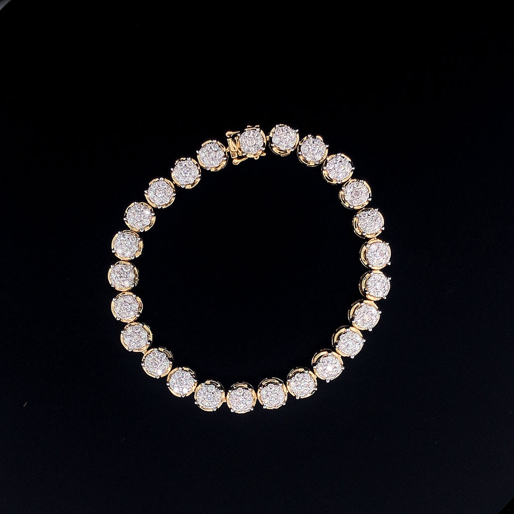 Cluster Diamond Tennis Bracelet -Gold (Plated) Vermeil Lab-Grown Diamonds | VLB00055