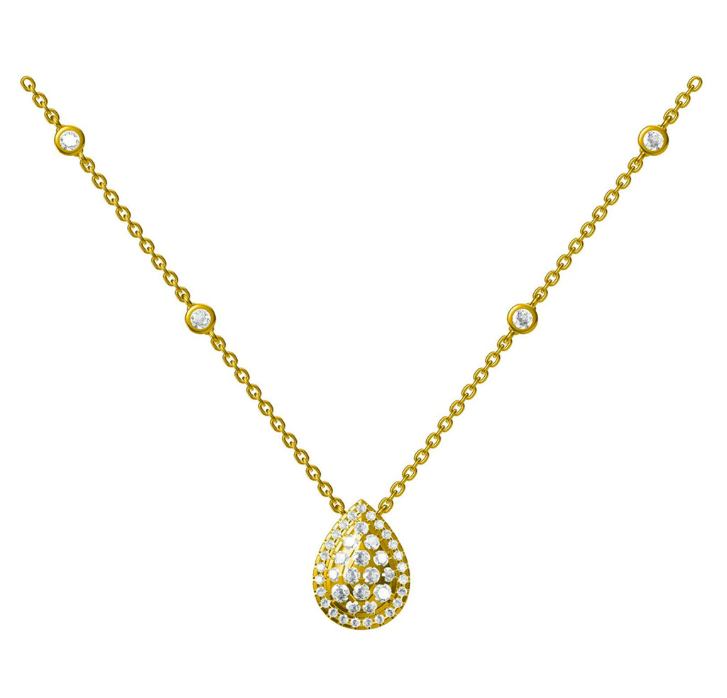 Teardrop Diamond Necklace - Gold-Plated (Vermeil) Lab-Grown Diamonds | VNK00060