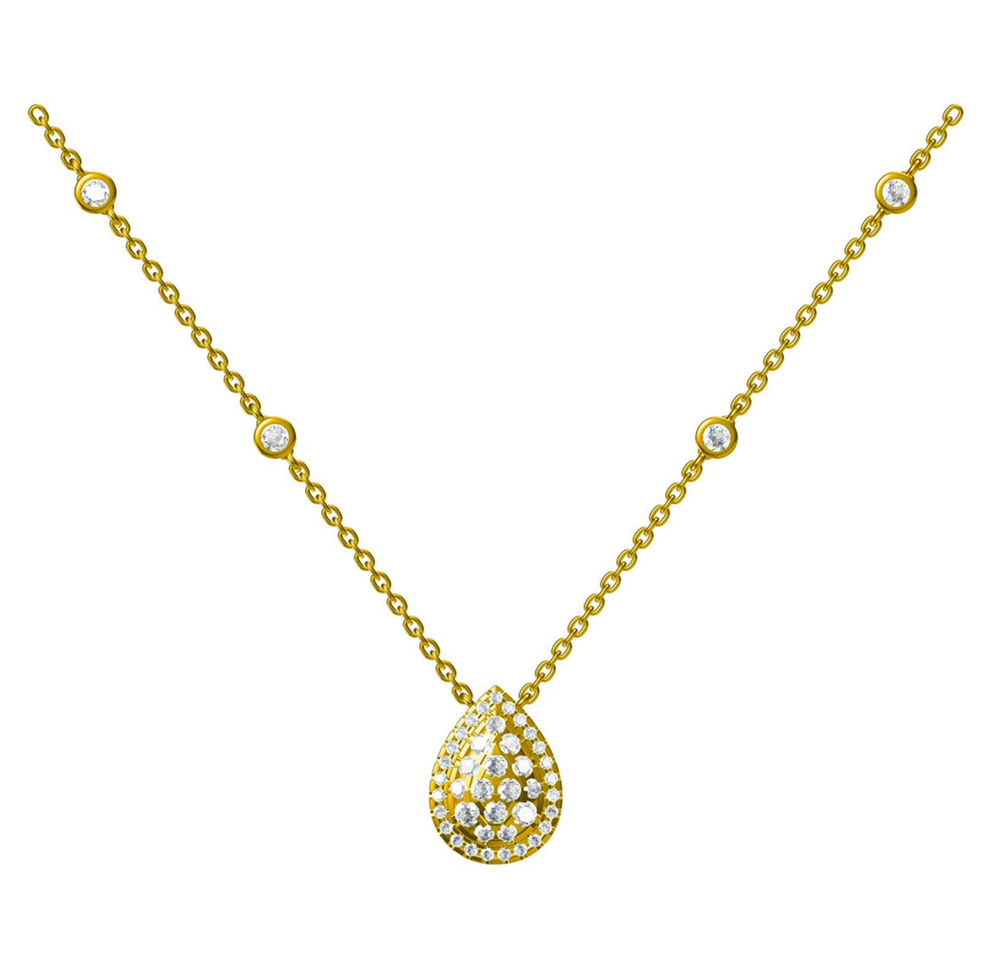 Teardrop Diamond Necklace - Gold-Plated (Vermeil) Lab-Grown Diamonds | VNK00060