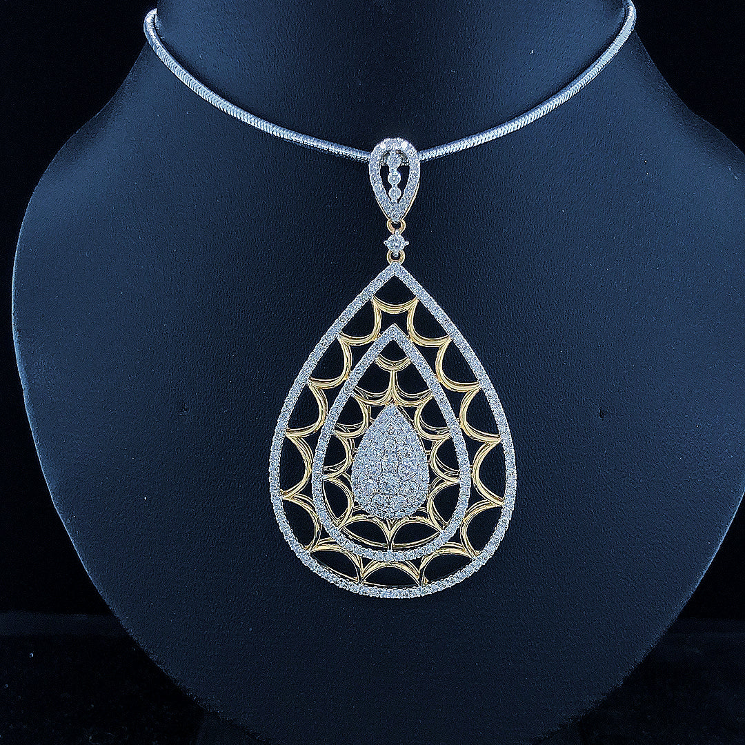 Pear-Shaped Filigree Pendant - Gold-Plated (Vermeil) Lab-Grown Diamonds | VP220242