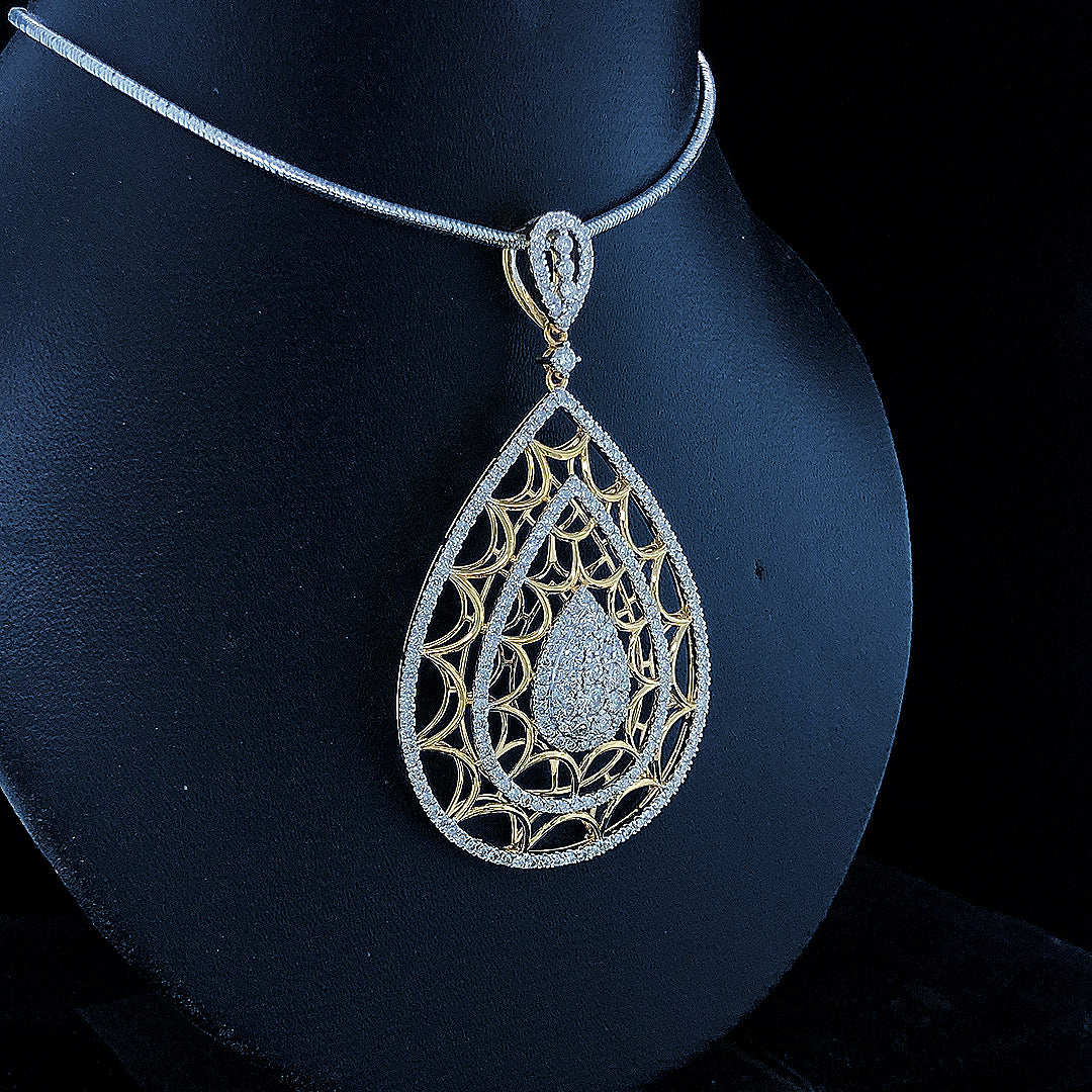 Pear-Shaped Filigree Pendant - Gold-Plated (Vermeil) Lab-Grown Diamonds | VP220242