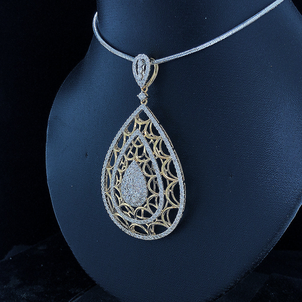 Pear-Shaped Filigree Pendant - Gold-Plated (Vermeil) Lab-Grown Diamonds | VP220242