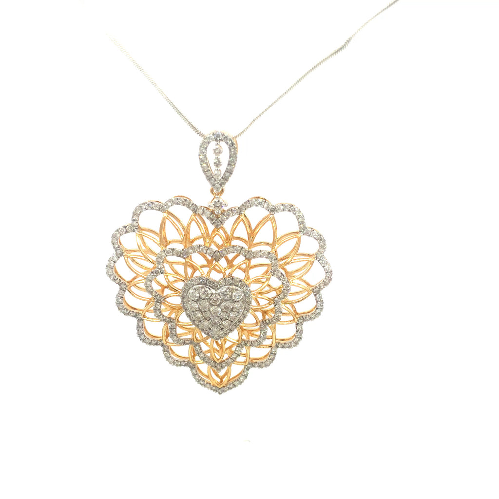 Two-Tone Floral Medallion Pendant - Gold-Plated (Vermeil) Lab-Grown Diamonds | VP220249
