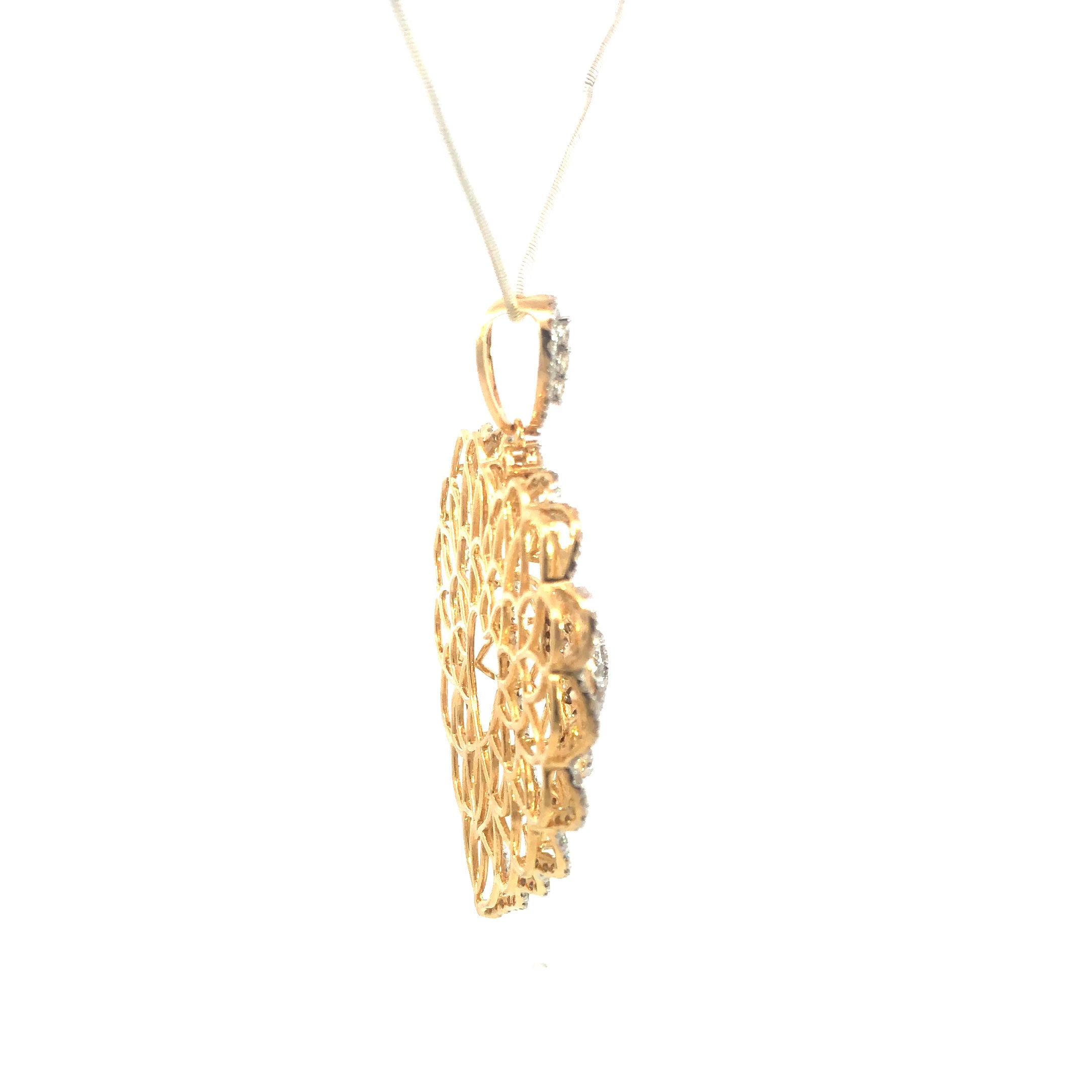 Two-Tone Floral Medallion Pendant - Gold-Plated (Vermeil) Lab-Grown Diamonds | VP220249
