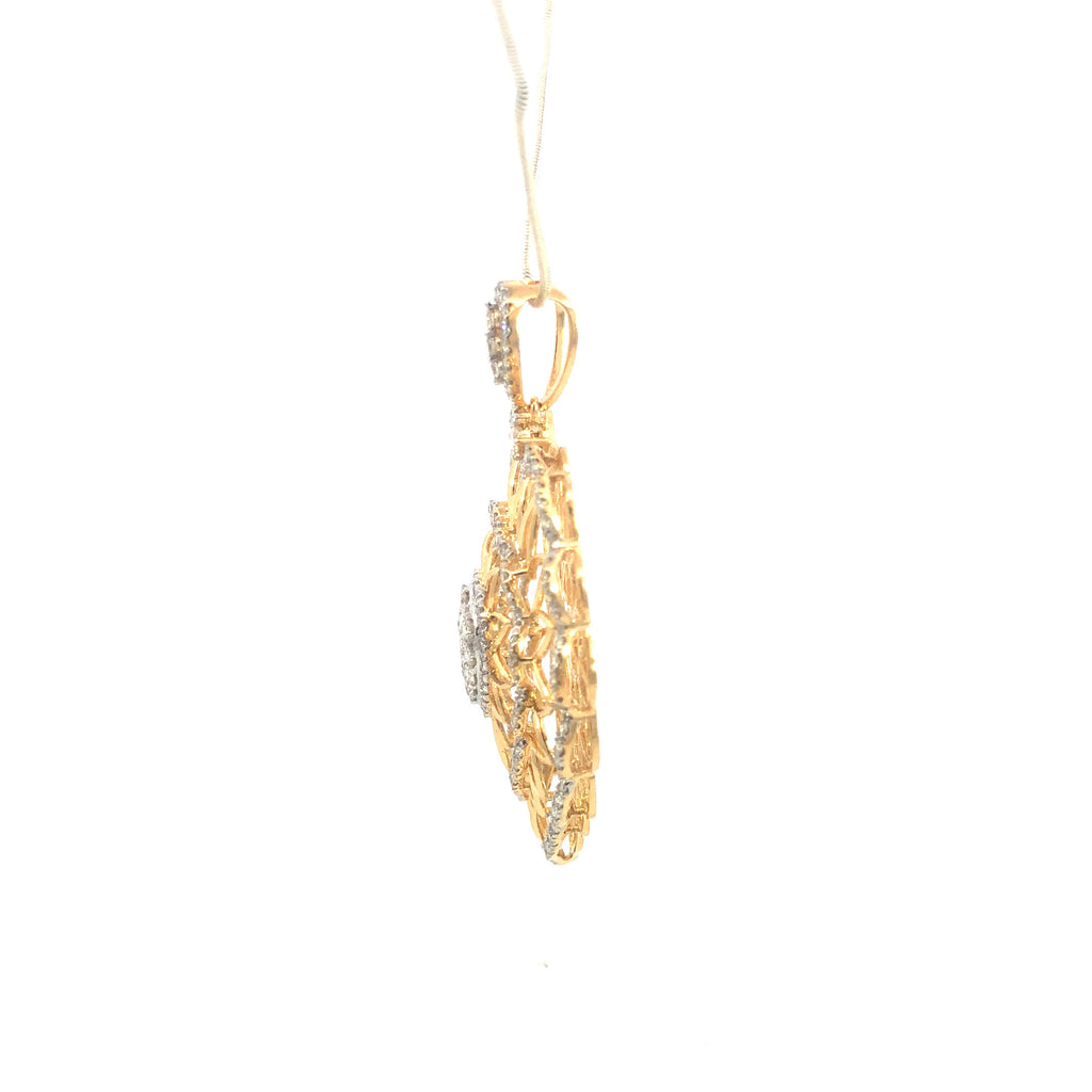 Two-Tone Floral Medallion Pendant - Gold-Plated (Vermeil) Lab-Grown Diamonds | VP220249