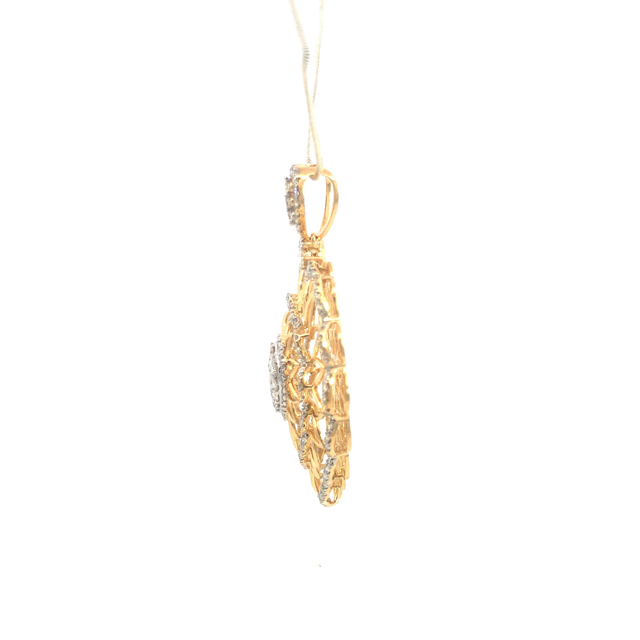 Two-Tone Floral Medallion Pendant - Gold-Plated (Vermeil) Lab-Grown Diamonds | VP220249