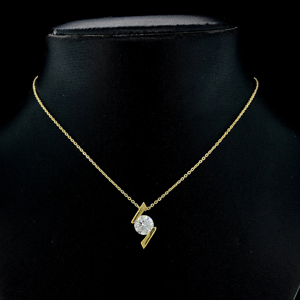 Bypass Solitaire Diamond Pendant -Gold-Plated (Vermeil) Lab-Grown Diamond | VP240096