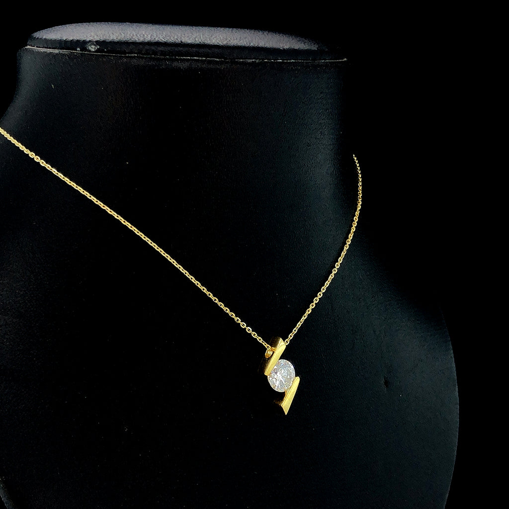 Bypass Solitaire Diamond Pendant -Gold-Plated (Vermeil) Lab-Grown Diamond | VP240096