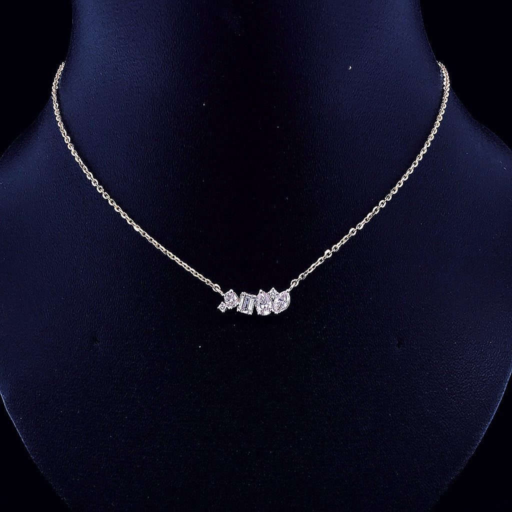Mixed-Cut Diamond Cluster Necklace - Gold-Plated (Vermeil) Lab-Grown Diamonds | VP240941