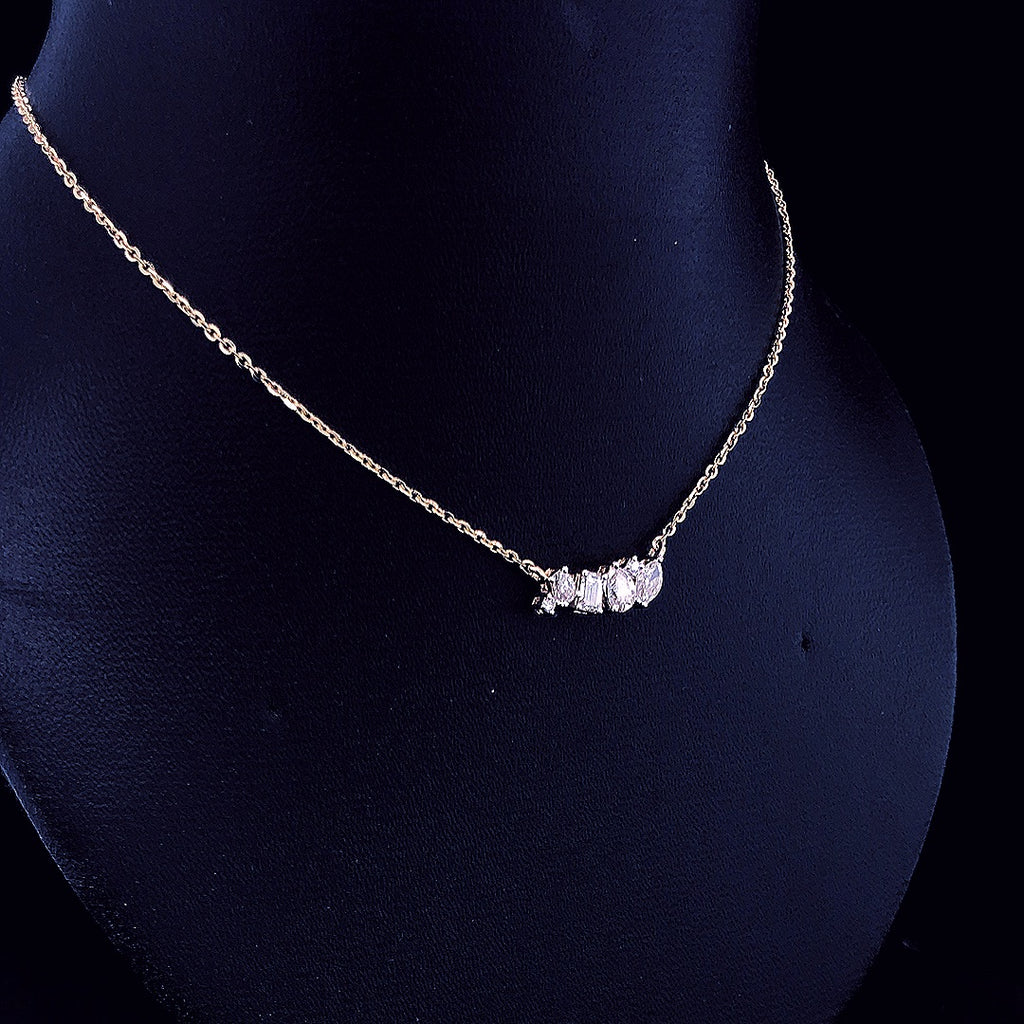 Mixed-Cut Diamond Cluster Necklace - Gold-Plated (Vermeil) Lab-Grown Diamonds | VP240941