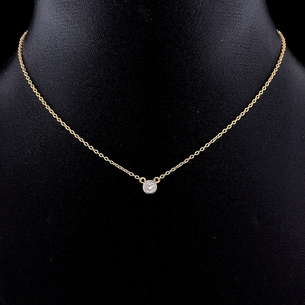 Mini Bezel-Set Diamond Pendant - Gold-Plated (Vermeil) Lab-Grown Diamond | VP250073A