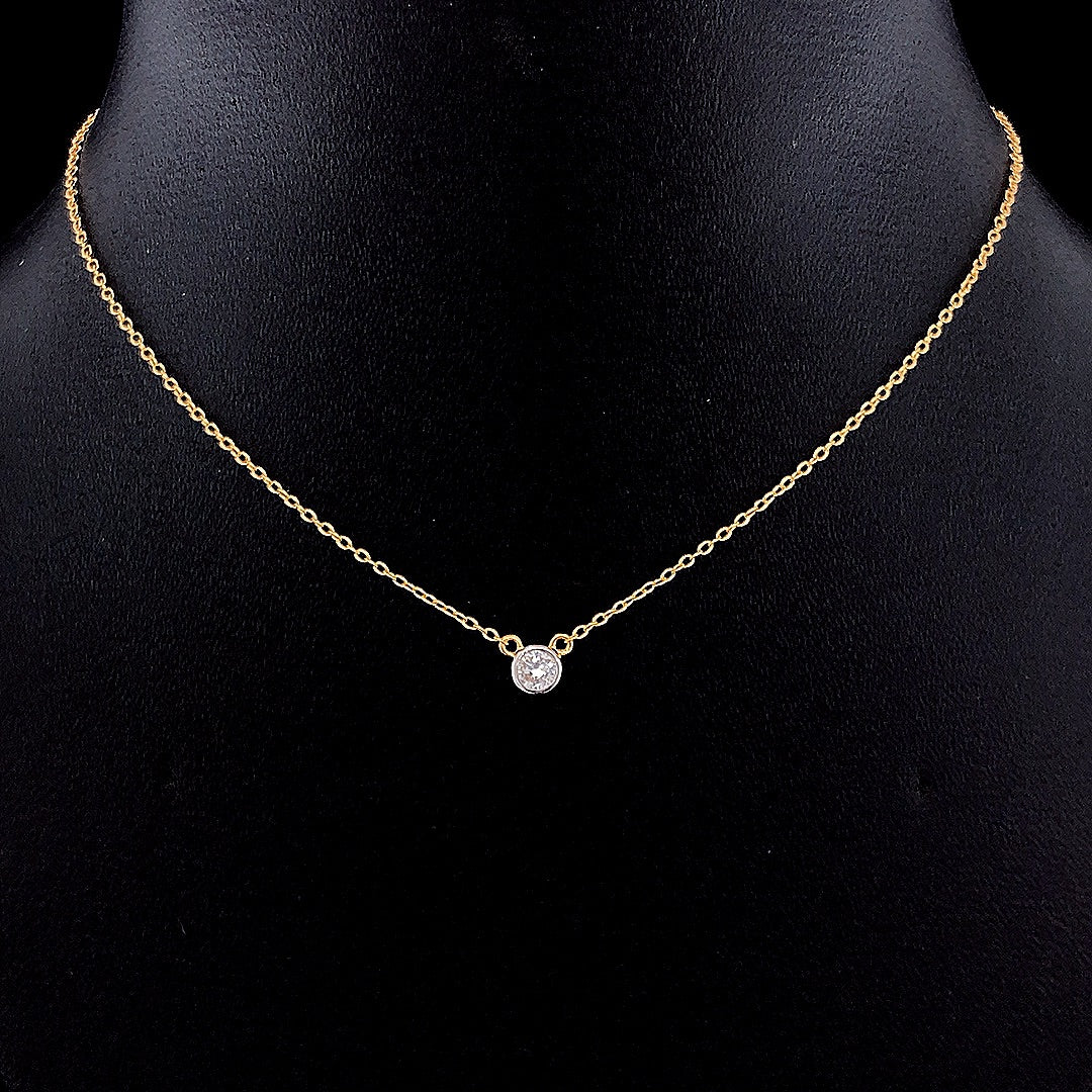 Mini Bezel-Set Diamond Pendant - Gold-Plated (Vermeil) Lab-Grown Diamond | VP250073A