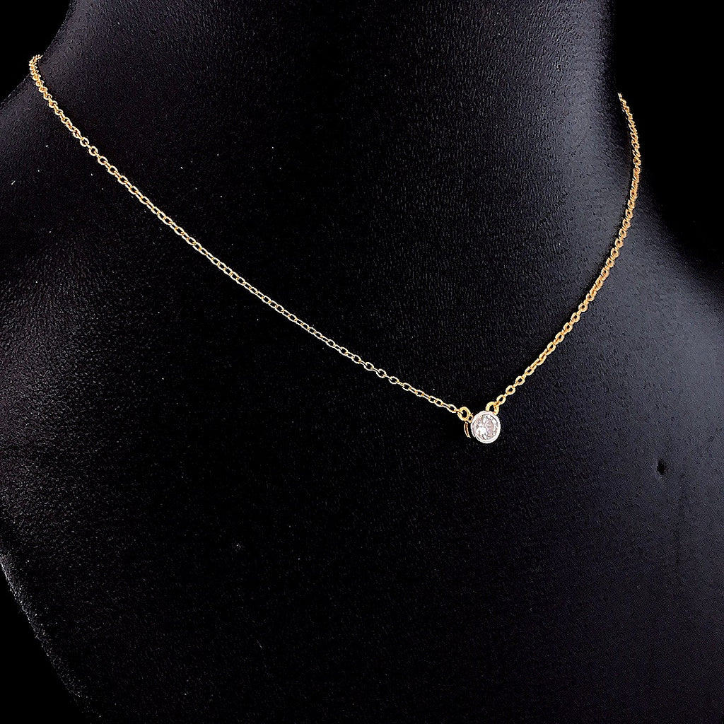 Mini Bezel-Set Diamond Pendant - Gold-Plated (Vermeil) Lab-Grown Diamond | VP250073A
