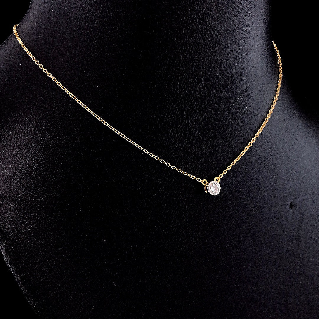 Mini Bezel-Set Diamond Pendant - Gold-Plated (Vermeil) Lab-Grown Diamond | VP250073A