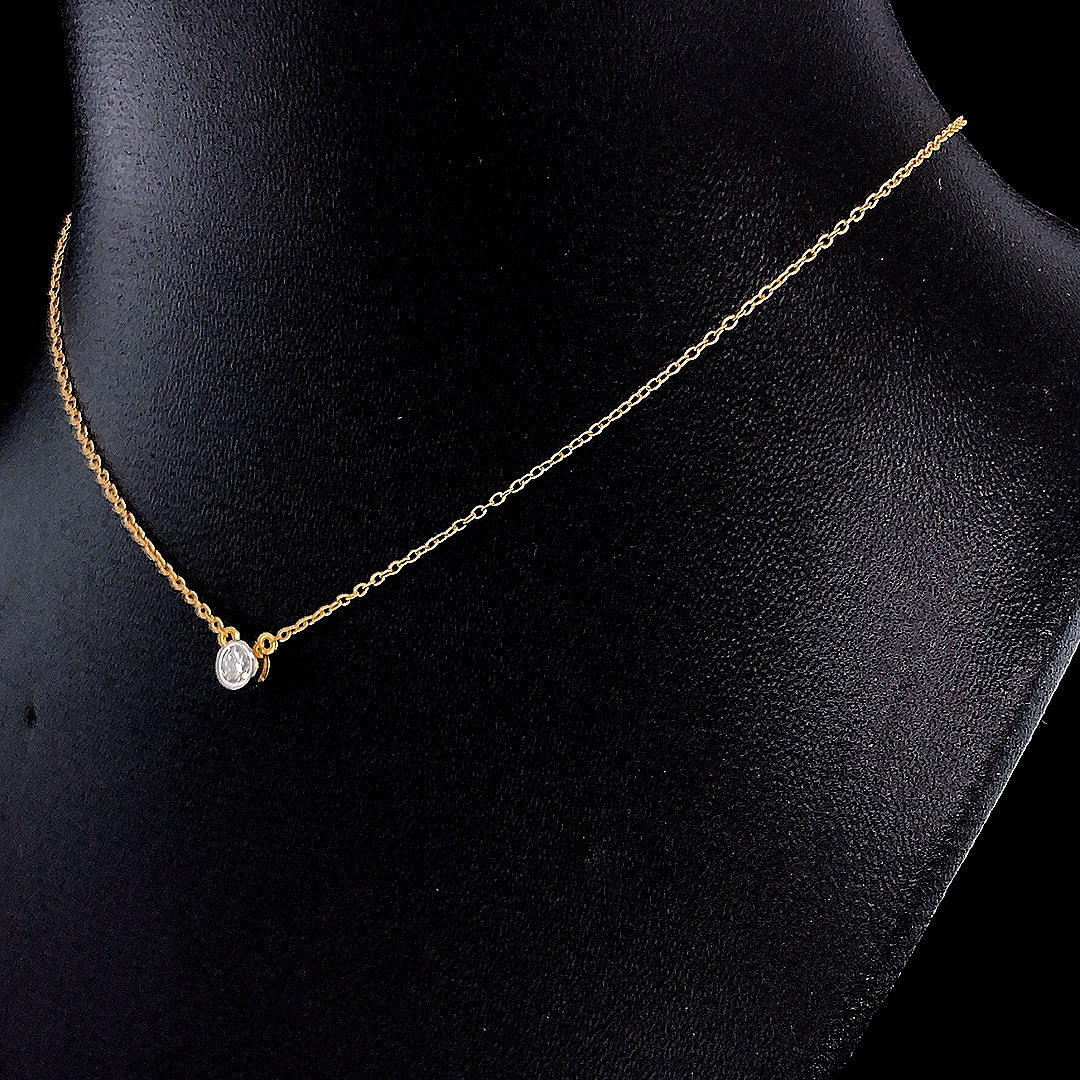 Mini Bezel-Set Diamond Pendant - Gold-Plated (Vermeil) Lab-Grown Diamond | VP250073A
