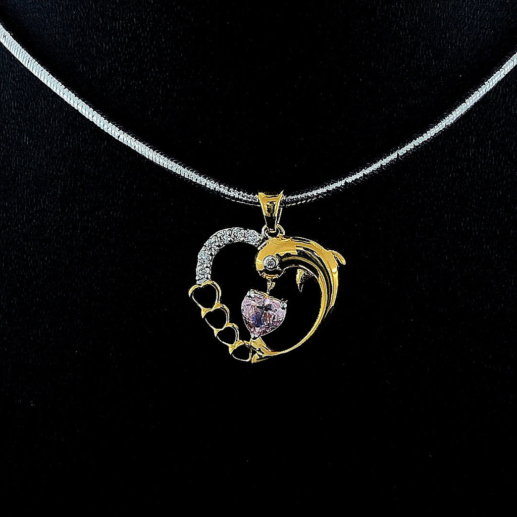 Dolphin Heart Pendant - Gold-Plated (Vermeil) Lab-Grown Diamonds | VP250152