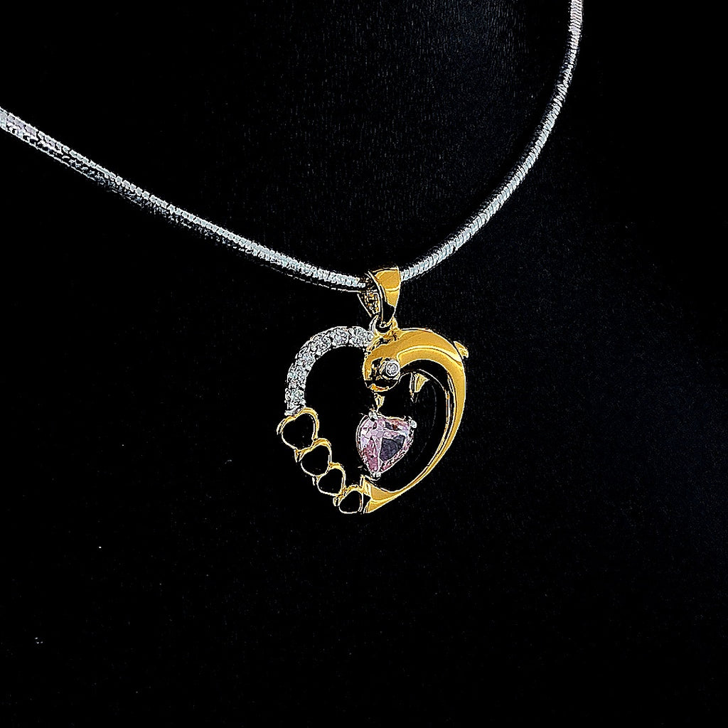 Dolphin Heart Pendant - Gold-Plated (Vermeil) Lab-Grown Diamonds | VP250152