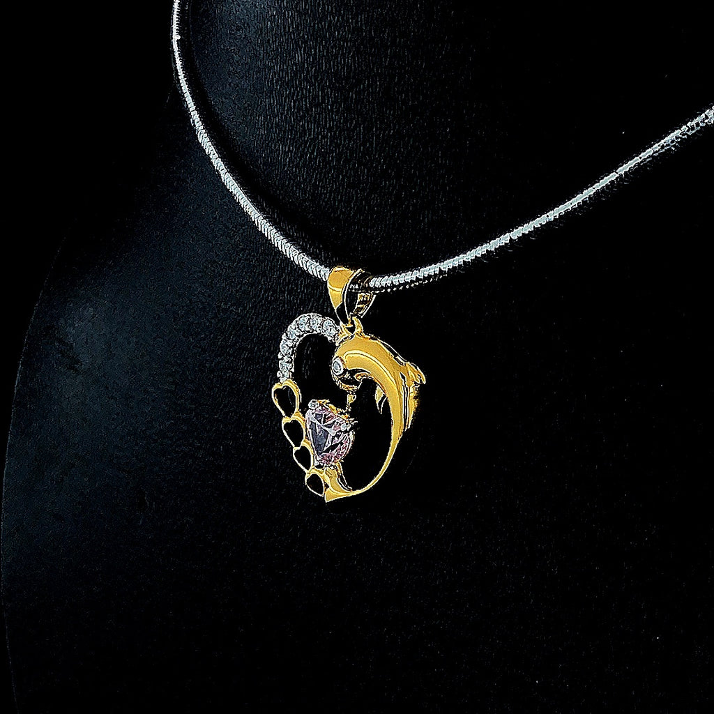Dolphin Heart Pendant - Gold-Plated (Vermeil) Lab-Grown Diamonds | VP250152