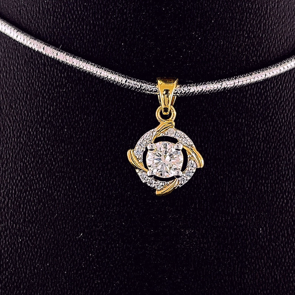 Two-Tone Halo Diamond Pendant - Gold-Plated (Vermeil) Lab-Grown Diamonds | VP250155