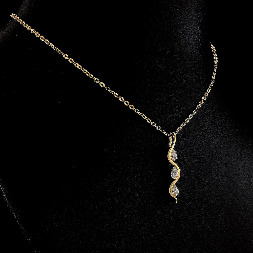 Triple Teardrop Twist Pendant - Gold-Plated (Vermeil) Lab-Grown Diamonds | VP250179