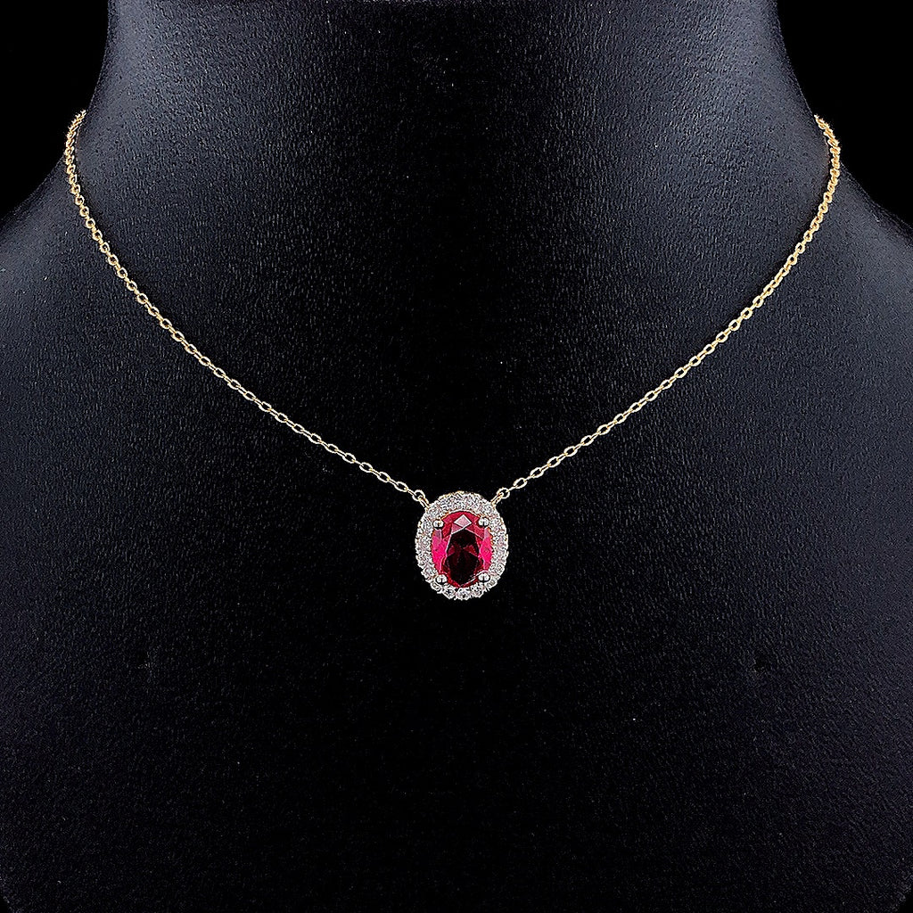 Ruby Halo Pendant - Gold-Pendant (Vermeil) Lab-Grown Diamonds | VP250205