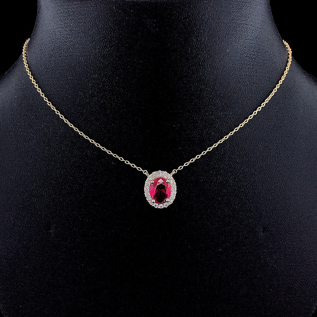 Ruby Halo Pendant - Gold-Pendant (Vermeil) Lab-Grown Diamonds | VP250205