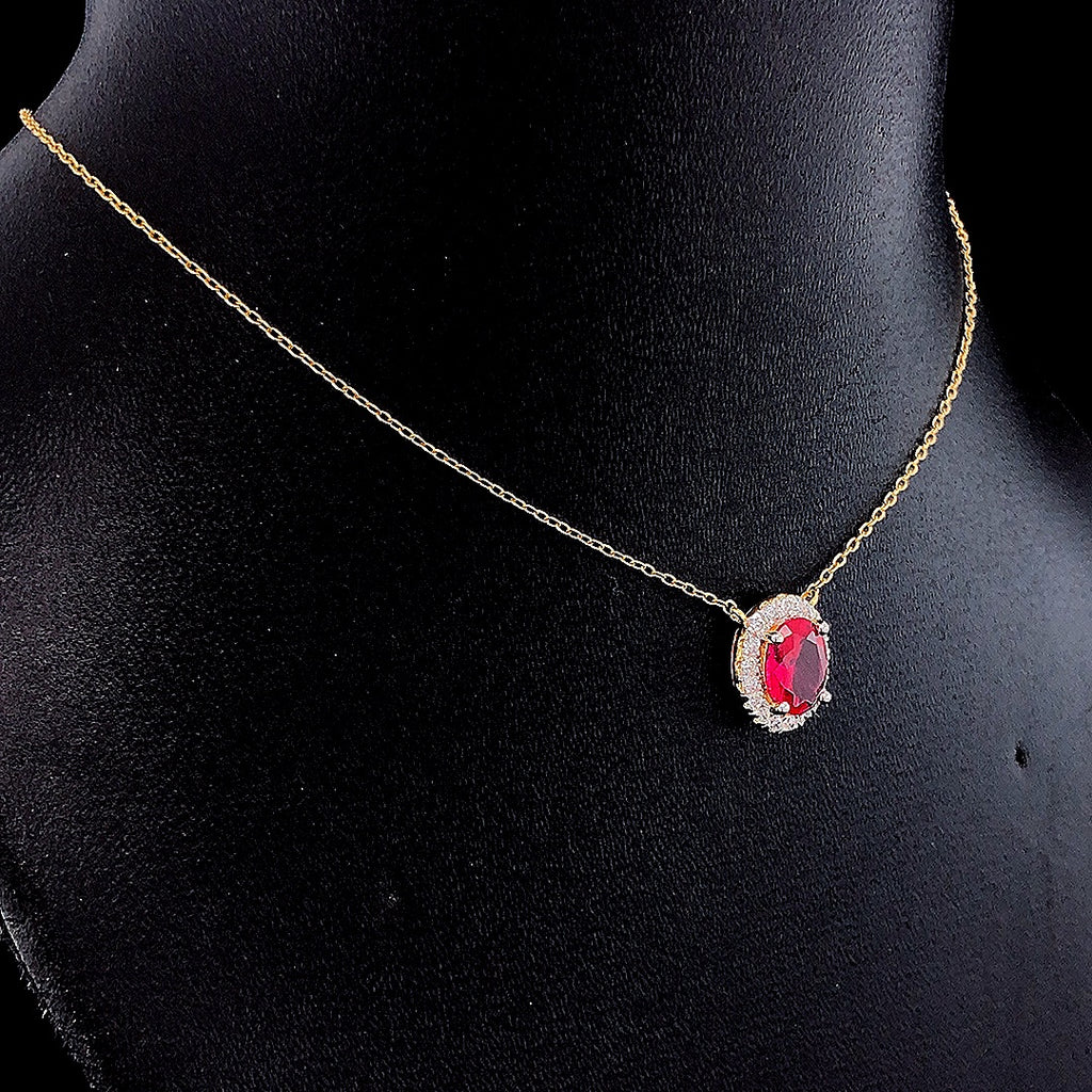 Ruby Halo Pendant - Gold-Pendant (Vermeil) Lab-Grown Diamonds | VP250205