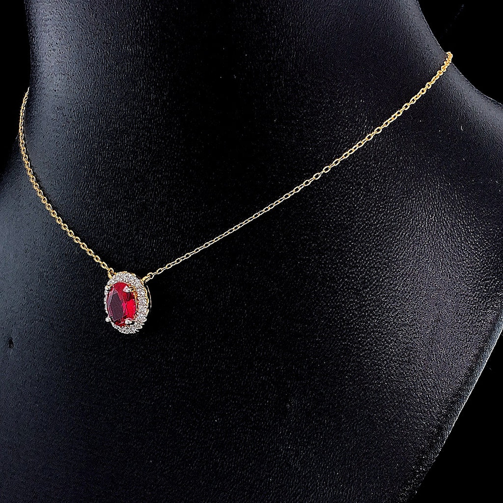 Ruby Halo Pendant - Gold-Pendant (Vermeil) Lab-Grown Diamonds | VP250205