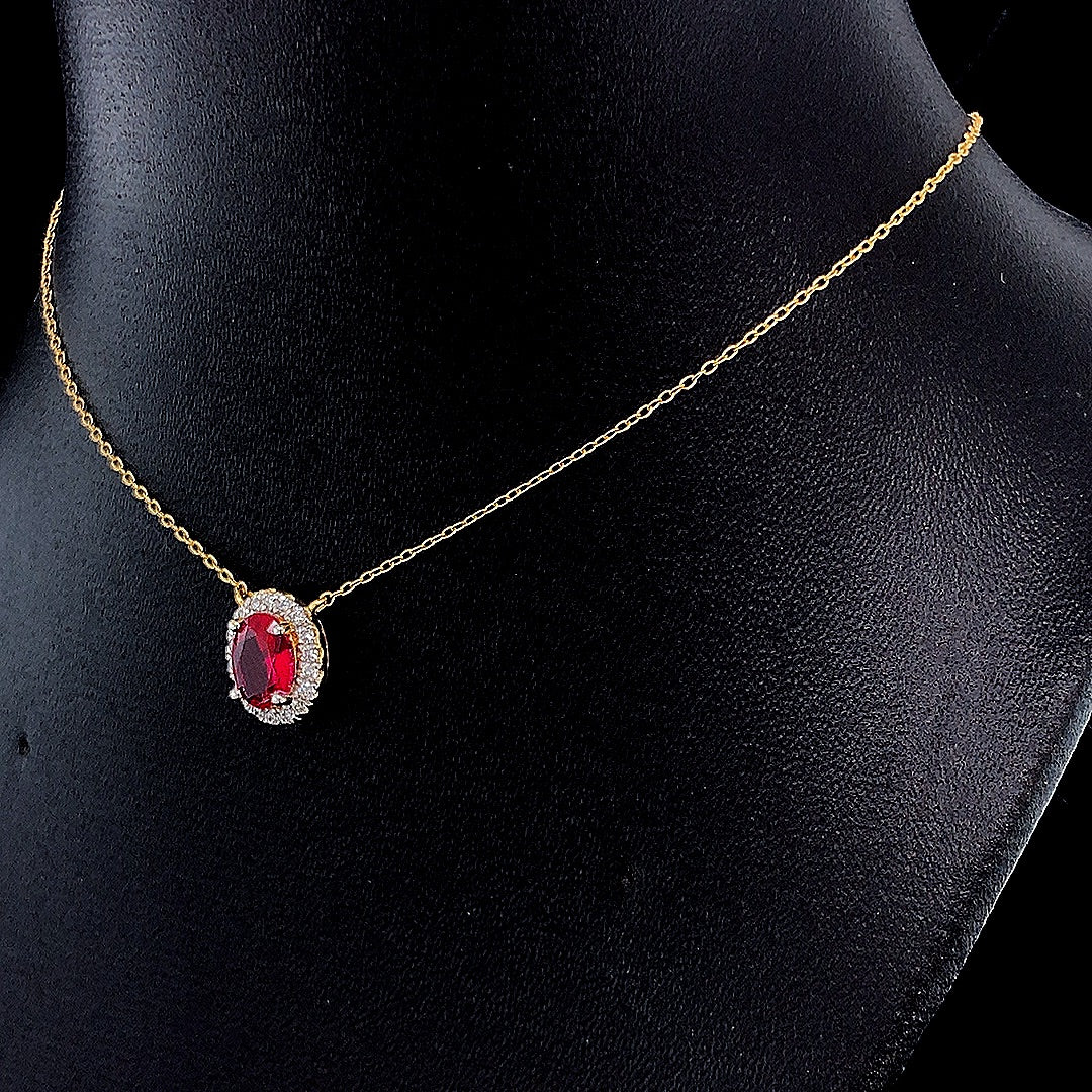 Ruby Halo Pendant - Gold-Pendant (Vermeil) Lab-Grown Diamonds | VP250205