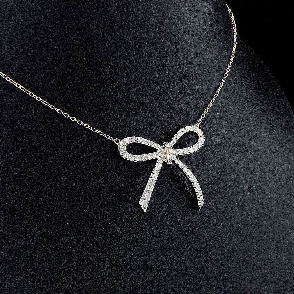 Diamond Bow Pendant - Gold-Plated (Vermeil) Lab-Grown Diamonds | VP250226